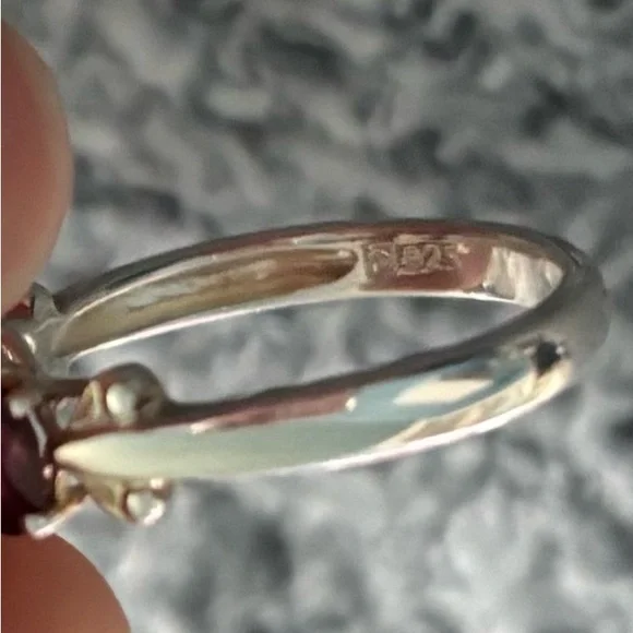 Morganite & Rhodolite Sterling Silver Ring size 7